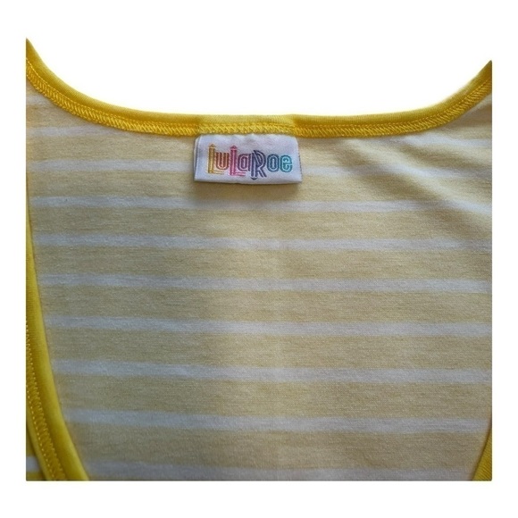 LuLaRoe Yellow & White Striped Tank Top - Size Large - Picture 3 of 6